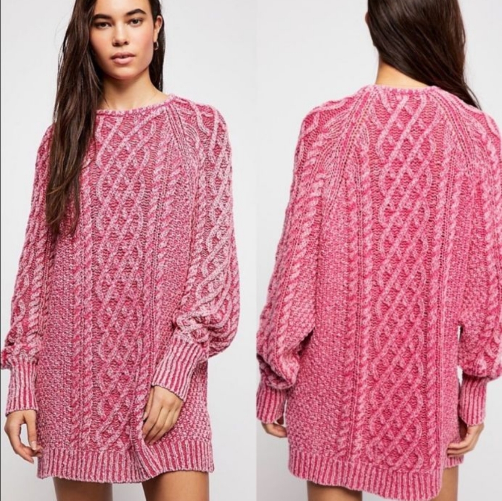 Rare Free People Chunky Cable Knit Sweater Dress Medium